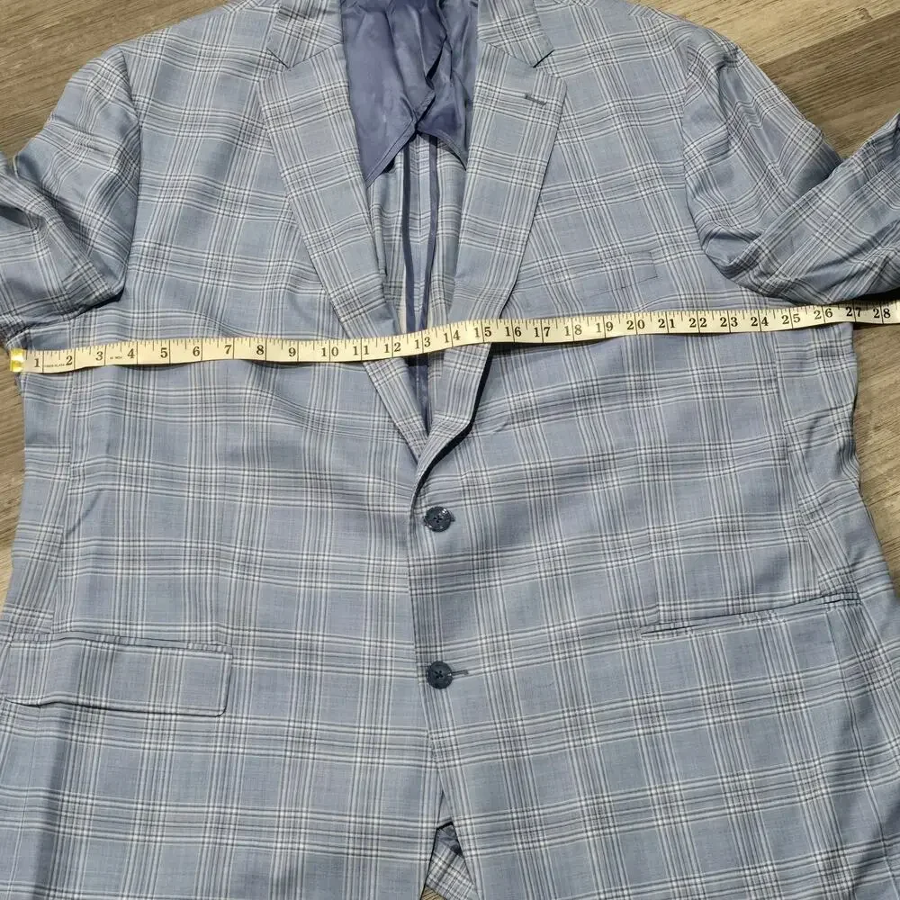 Hart Schaffner Marx Super 130's Blue Plaid Double Button Blazer